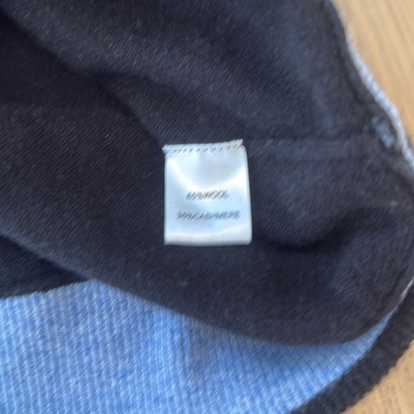 Greyson Sweater Mens L Wool Cashmere Knit Zip Neck 1/4 Black w/ Blue Trim - Picture 4 of 6